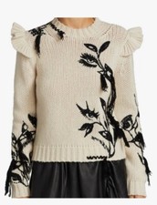 Zimmermann Lady Beetle Ruffle Merino Chunky Knit Sweater Ivory Size 2/ Medium
