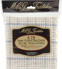 MCG Textiles 3.75 Graph and Latch Blue Lined Rug Canvas Mesh 30 x 36 Inches USA
