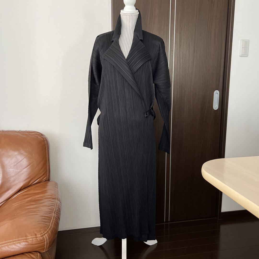 PLEATS PLEASE ジャケット ロング丈　マキシ丈　サイズ4 XL PLEATS PLEASE ISSEY MIYAKE Coat black 4 Used | eBay