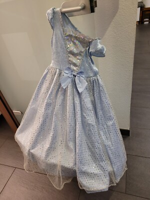 Mädchen Prinzessin Kleid Kostüm Blau Glitzer Pailletten 104 Reifrock Cinderella