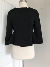 MIU MIU BLACK PEPLUM 3/4 SLEEVE JACKET SIZE IT 40 MADE IN ITALY