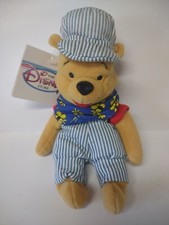 Disney Store Winnie the Pooh Choo Choo Pooh Plush Bean Bag Doll Train Conductor