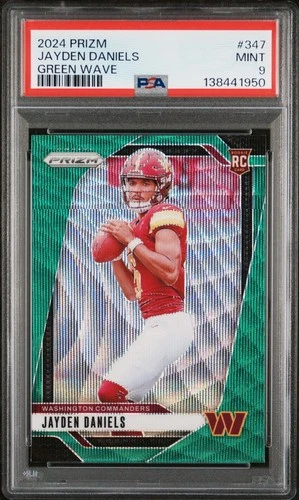 PSA 9 Panini Prizm Jayden Daniels Green Wave Prizm Rookie PSA 9 Mint