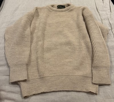 Vtg John Partridge Mens M Beige Heavy Knit Sweater Jumper New Wool