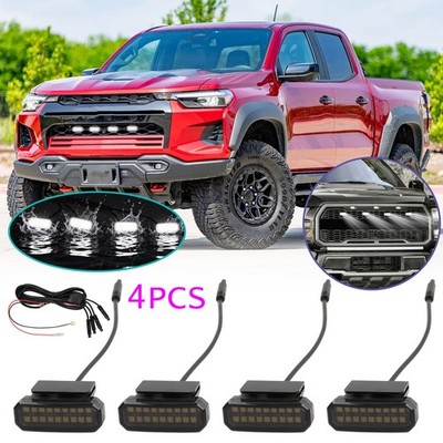 For Chevrolet Colorado 4PCS White Smoked Raptor Style LED Front Grille Lights
