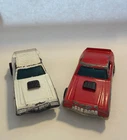 Vintage 2 Hot Wheels 1974 Thrill Drivers Torino Stocker White & Red Blackwalls
