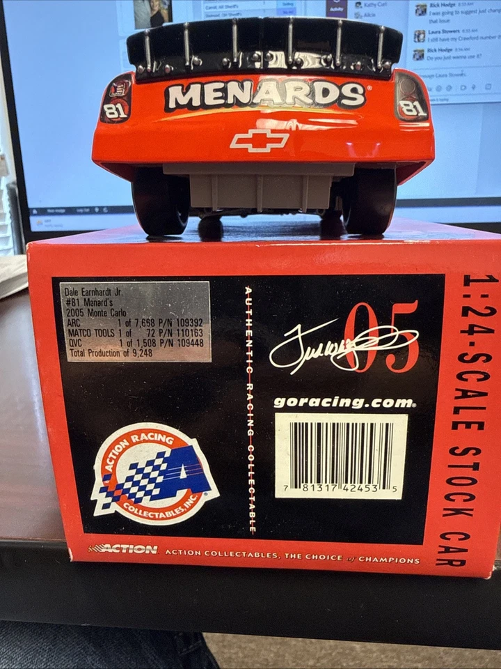 Dale Earnhardt Jr. #81 Menards 2005 1/24 Monte Carlo coche fundido a presión en caja ARC Foto 4 de 4