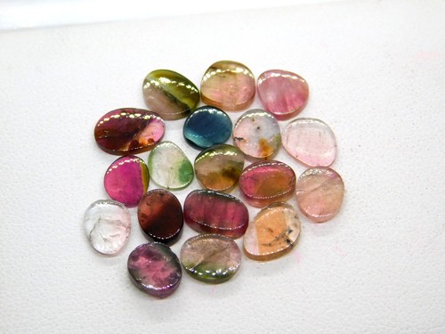 Natural Bio Color Tourmaline Slices 18 Pcs Multi Color Tourmaline Slices 13.9 Ct - Picture 5 of 7