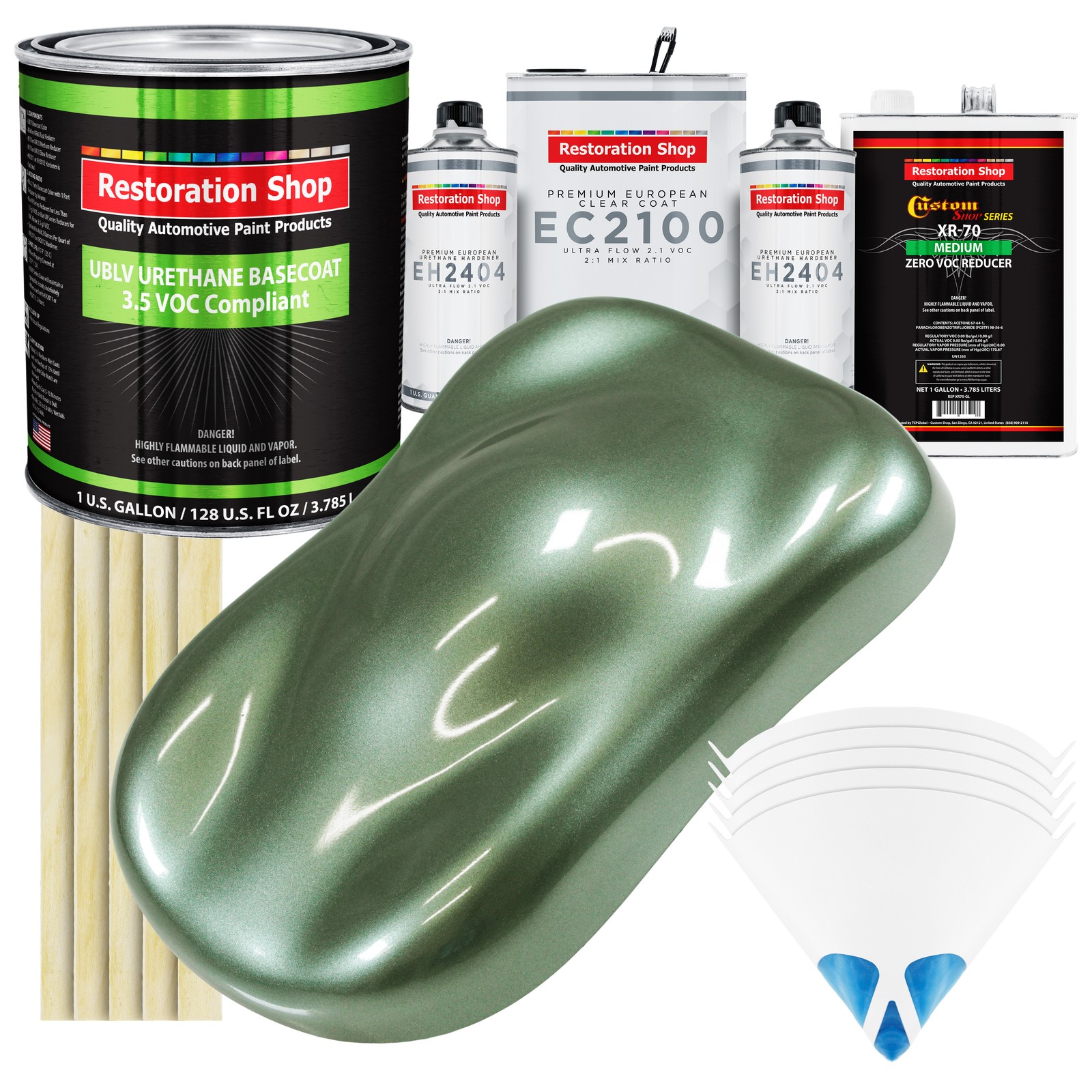 Fern Green Metallic Low VOC Urethane Basecoat Gallon Kit with European Clear Coat