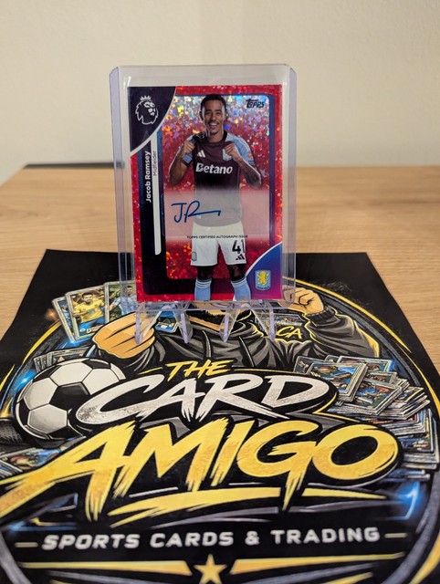 Topps Premier League 2026 Jacob Ramsey Auto 1/5 Red Sparkle Autograph