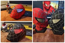 Handmade 1:1 Spiderman Mask Glowing Headwear Mask Tobey Maguire Hood 3D Wearable