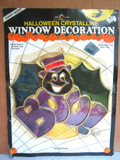 Crystalline Halloween BOO BAT Sun Catcher New Old Stock Window Vintage Large