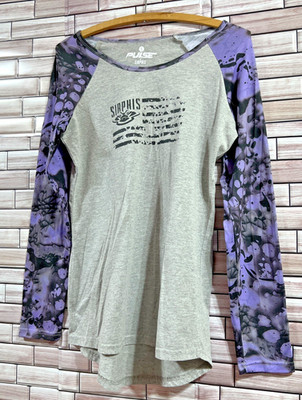 Pulse by Sirphis womens S tee Shirt Raglan long sleeve round neck Stretch