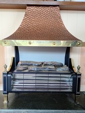 Vintage Berrymagicoal electric fire with copper and brass hood, working