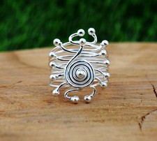 Handmade Sterling Silver Wire Wrapped Ring: Adjustable Statement Jewelry Gift