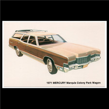 1971 Mercury Colony Park Woodie Station Wagon Original Dealer Postcard Unused