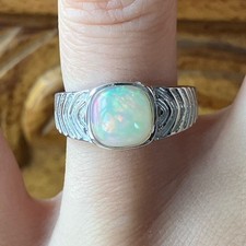 Natural Ethiopian Opal Sterling Silver Ring Size 7