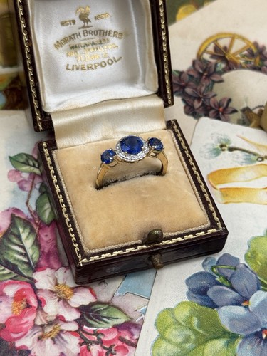 10k GOLD Blue Stone Ring ESTATE FIND Size 6.5 - Picture 3 of 11