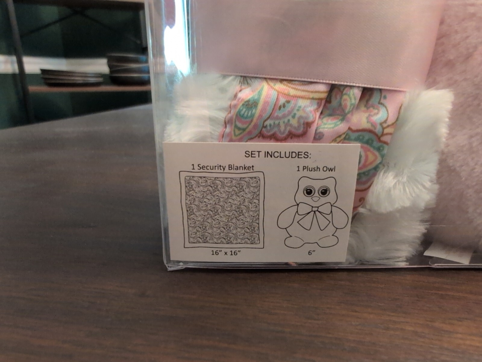 Bearington Baby Security Blanket 16x16 & Plush Owl  Pink And White