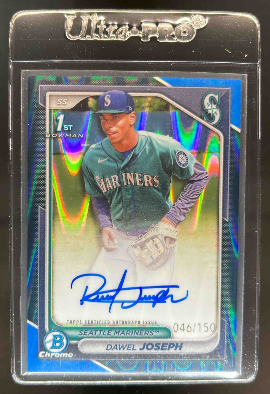 2024 Bowman Chrome Dawel Joseph Auto Blue Raywave Refractor 1st #46/150