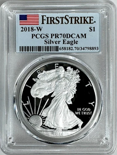 US 2018 W Silver American Eagle PCGS PR70 DCAM First Strike 1 Oz Bullion Coin