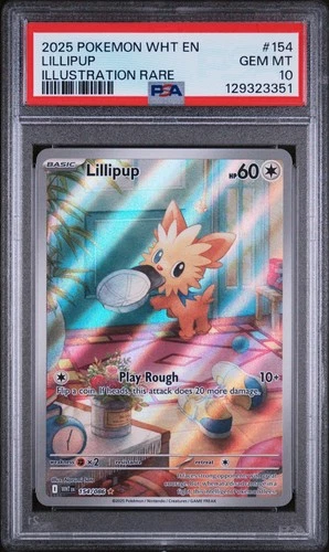 Pokemon White Flare Lillipup Illustration Rare Holo Card 154/086 PSA 10