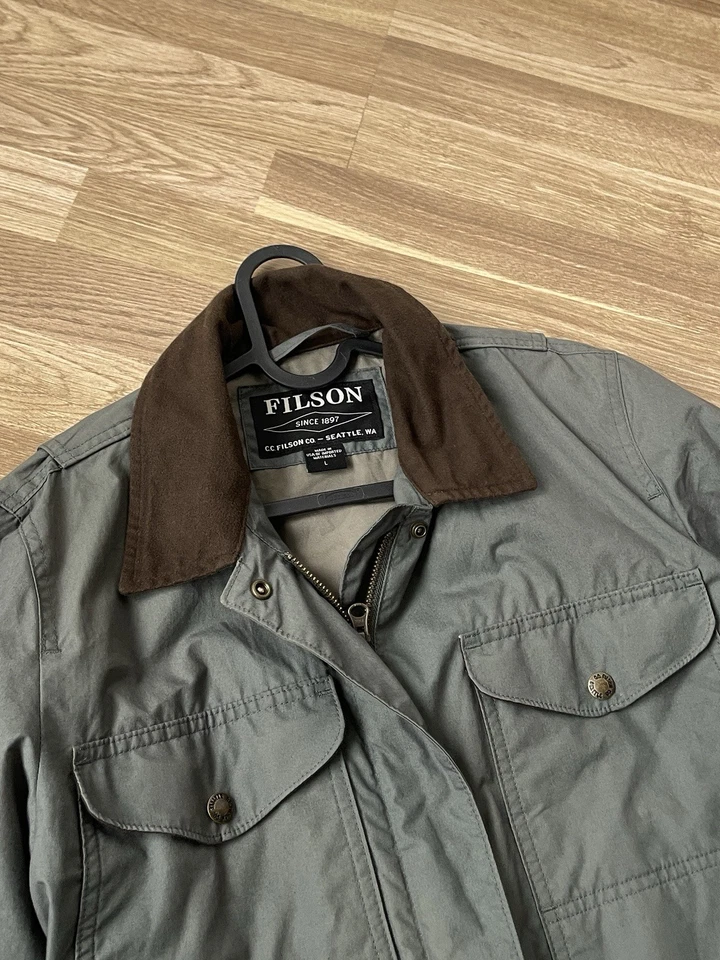 Chaqueta Filson Explorer para mujer - Abrigo marrón verde petróleo talla L hecha en EE. UU. Foto 2 de 4