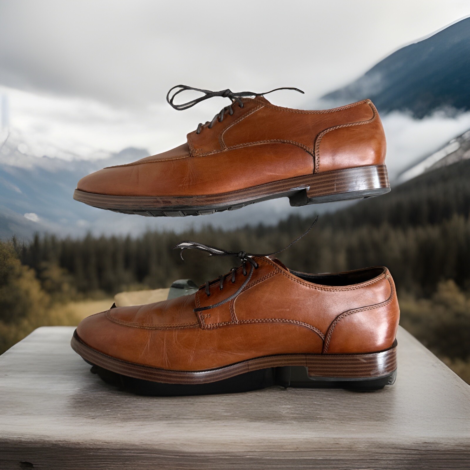 SAOLA Scarpe Oxford Cole Haan Grand Øs C23779 da uomo taglia 9 5 M punta divisa in pelle marrone