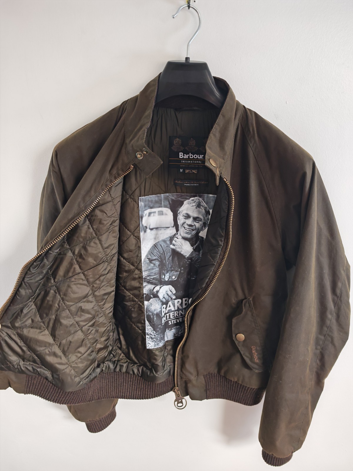 Barbour International Steve McQueen Merchant Wax Jacket Olive Men's M Bomber image 6