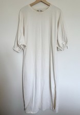 Topshop Cream Puff Sleeve Midi T-Shirt Dress UK 12 Oversized Minimalist