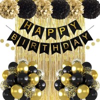Geburtstagsdeko Schwarz Gold, Geburtstag Party Deko Schwarz Gold Luftballons,