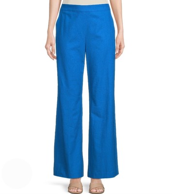 Alex Marie pants women's L blue turquoise linen stretch Amara wide leg new $109