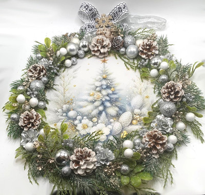 Weihnachtsgirlande 221 Krone 31 cm.  ca. Wand außen Eingang LED