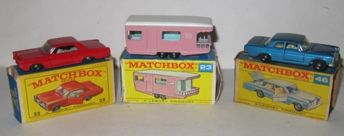 x3 MATCHBOX LESNEY No.22 PONTIAC 23 CARAVAN 46 MERCEDES - EXC