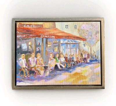 Straßencafé   Original Ölmalerei auf Leinwand 30x40 cm   Unikat  Bernhard Gerner