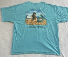 Sea Dog Mermaid T Shirt Tee - Size 3XL XXXL - Woman To Blame- Vintage-Teal 