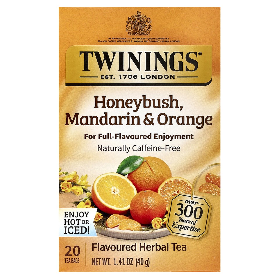 Flavored Herbal Tea, Honeybush, Mandarin & Orange, Caffeine Free, 20 Tea Bags,
