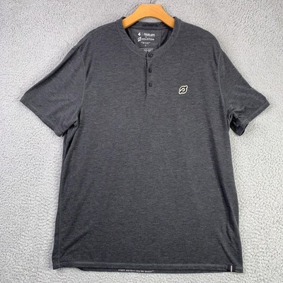 Fourlaps Peloton Shirt Mens Large Gray Henley Recycled Polyester Athletic Tee