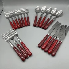 Lot Of 20 Marcel Cotte Red Handled  Dinnerware Made In France