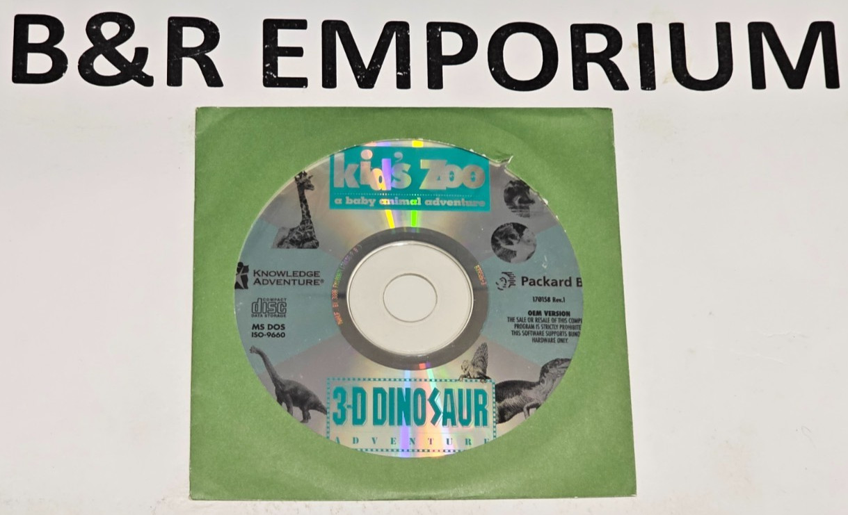Knowledge Adventure 2-CD-ROM Lot - Dinosaur Adventures + Kids' Zoo + 3-D Body
