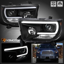 Black Fits 2007-2013 Toyota Tundra 08-17 Sequoia LED Tube Projector Headlights