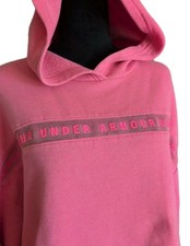 Under Armour Women's Long Sleeve Crop Waist Hoodie Sweatshirt Pink Sz Small