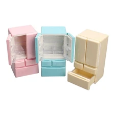 Miniature Refrigerator 1:12 Scale Creative Double Door Fridge Toy Kitchen 