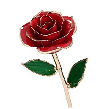 Enhanced 24K Gold Rose with Love Picture Frame  Greeting Card, A Red Rose