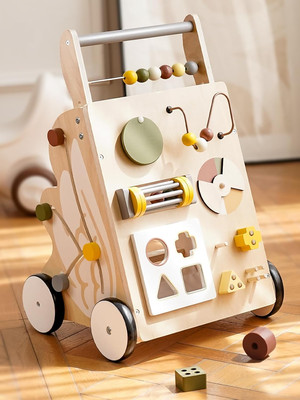 Wooden Baby Walker, Baby Push Walker for Boys and Girls, Adjustable Speed Montes
