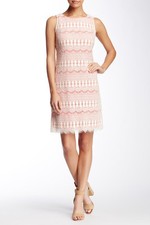 NEW Eliza J White & Pink Sleeveless Lace Sheath Dress.SZ:14
