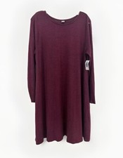 NWT Old Navy Womens Knit Shift Tunic Dress Long  Sleeve Burgundy Red Rayon Sz L