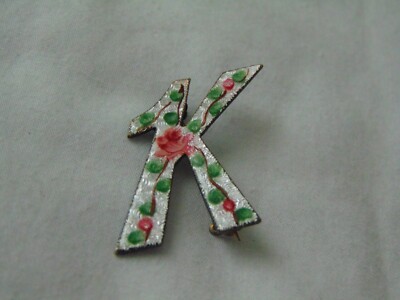 antique hand painted enamel initial 