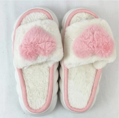 White And Pink Fluffy Sandal Slippers Super Comfy Size 8 42/43