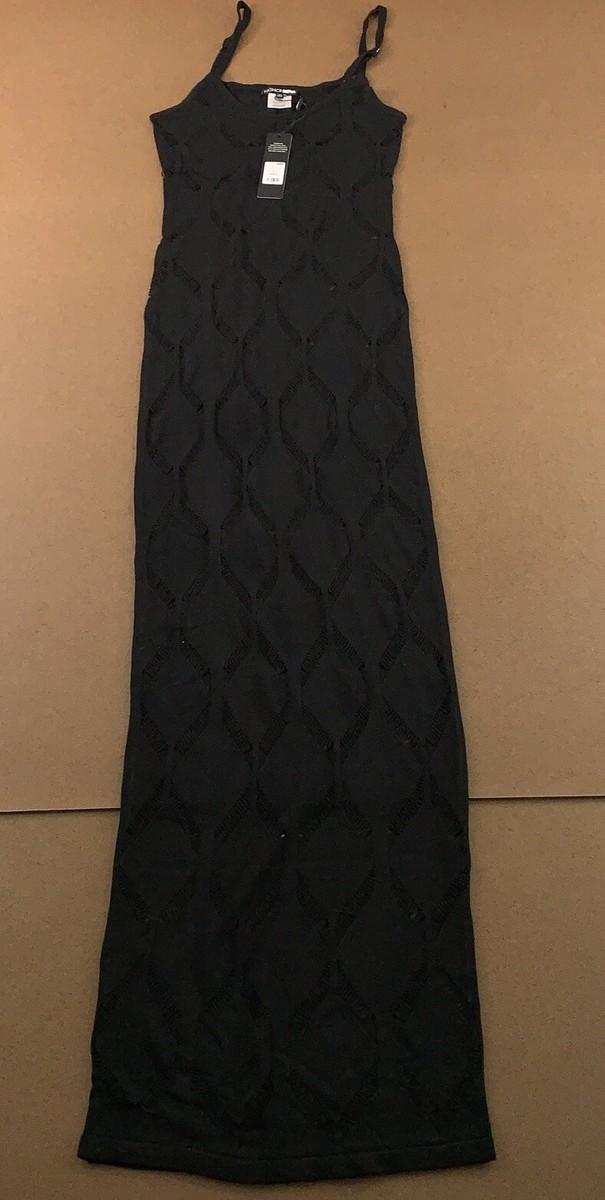 Fashion Nova Women's Small Black Open Knit Sleeveless Sun Kissed Maxi Dress NWT Fashion Nova Women's Small Black Open Knit Sleeveless Sun Kissed Maxi Dress NWT